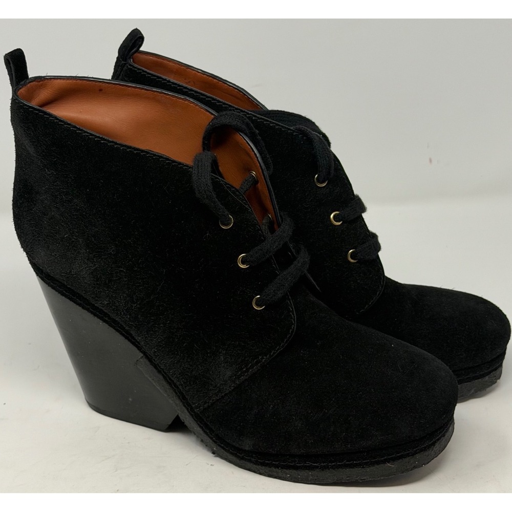 Marc by Marc Jacobs Black Suede Wedge Ankle Boots Booties Size 41 US 10.5